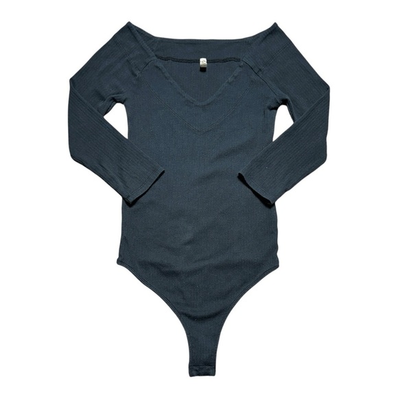 Free People Tops - Intimately Free People Black Soft V Neck Long Sleeve Bodysuit Womens S